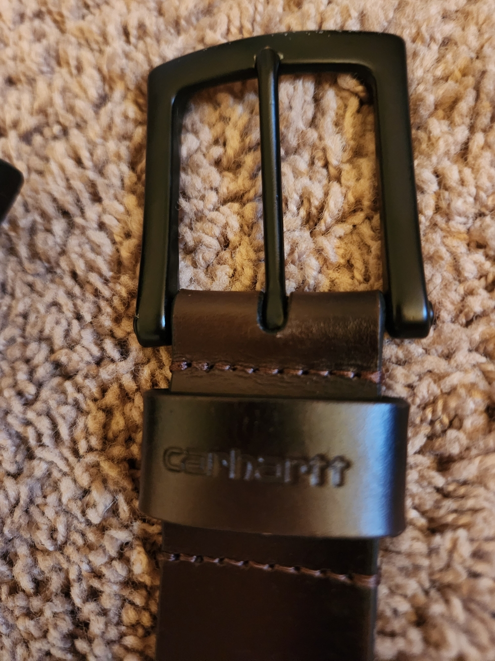 Carhartt Men’s Brown/Black Ombre Leather Belt with Black Buckle